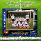 Soccer sponsor recognition plaque customized with team photo and logo