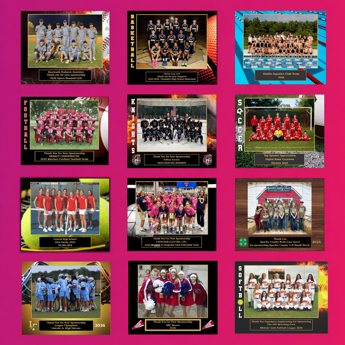 7x9 Custom Sports Sponsor Plaques