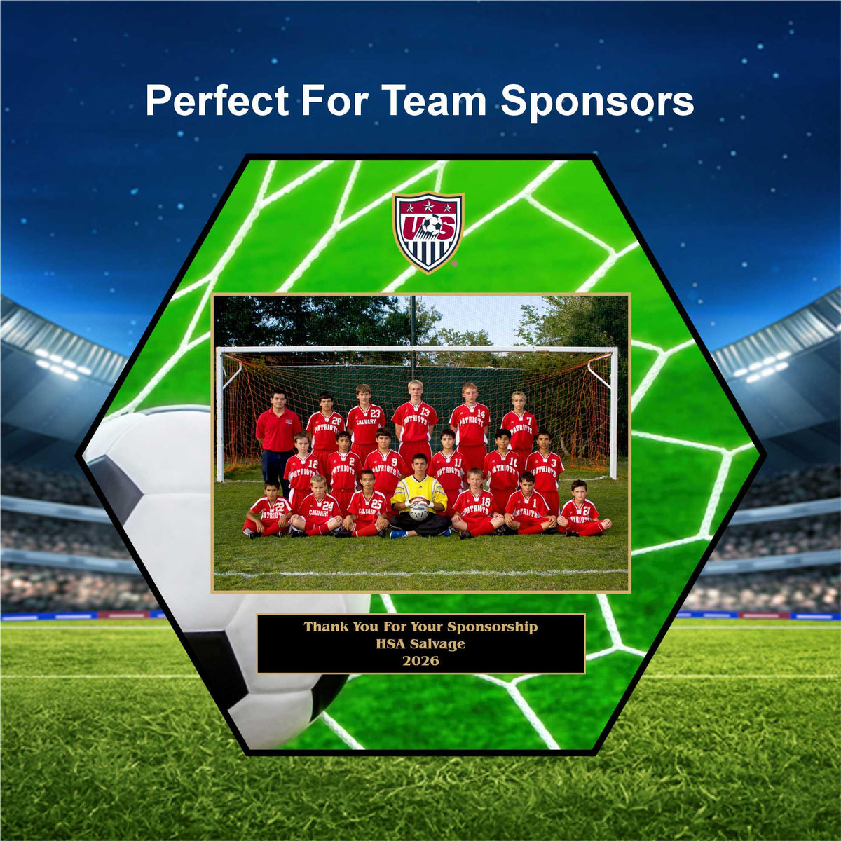 Personalized Soccer Team Sponsor Plaque | Custom Photo Award, Coach Gift