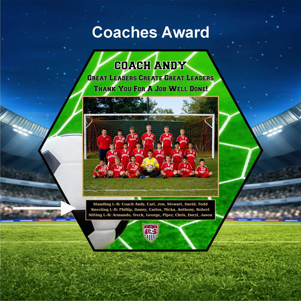 Personalized Soccer Team Sponsor Plaque | Custom Photo Award, Coach Gift