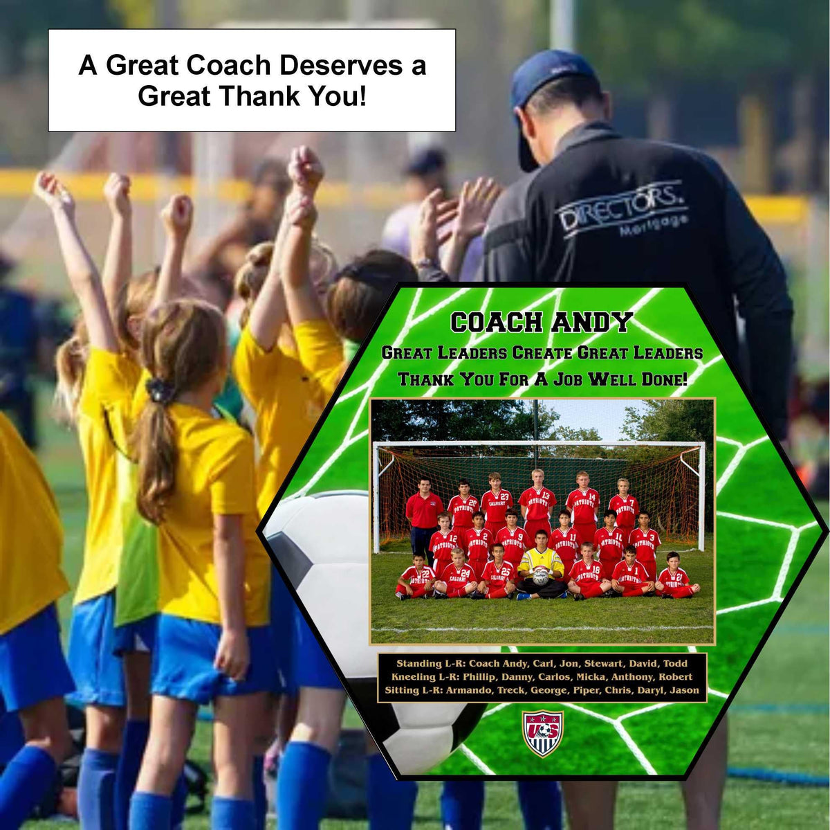 Personalized Soccer Team Sponsor Plaque | Custom Photo Award, Coach Gift