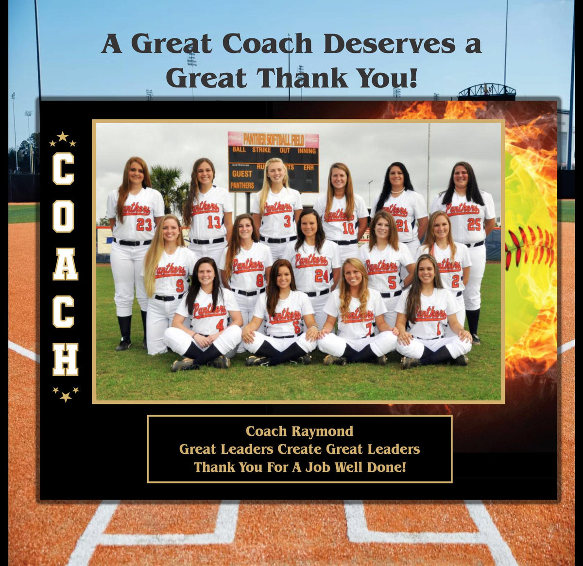 Softball Sponsor Plaque, Personalized Team Gift, Coach's Award, End of Season Gift