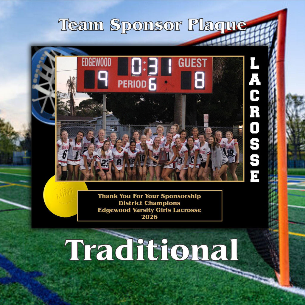 Lacrosse Sponsor Plaque, Personalized Team Gift, Coach's Award, End of Season Gift