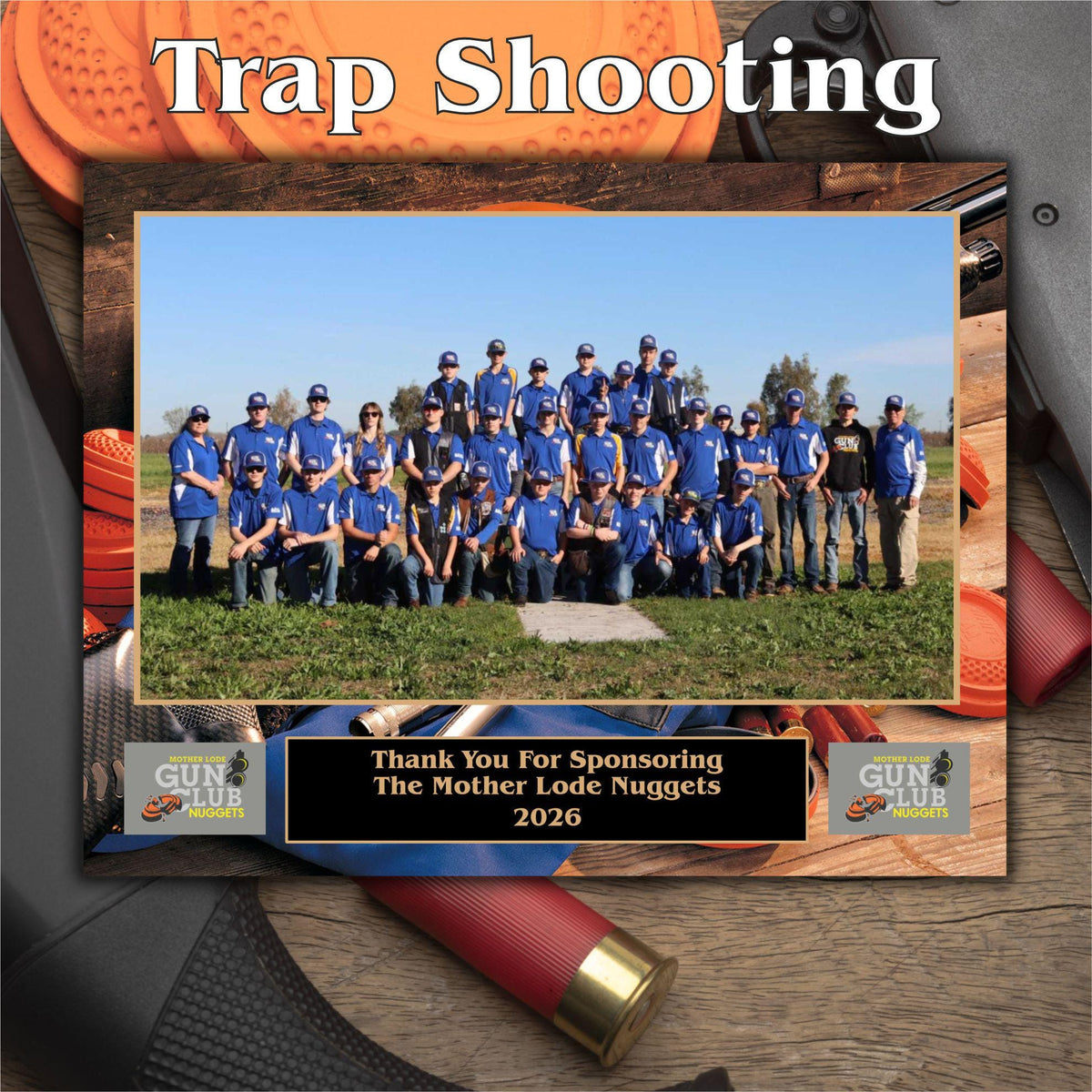 Trap Shooting Sponsor Plaque, Personalized Team Gift, Coach's Award, End of Season Gift
