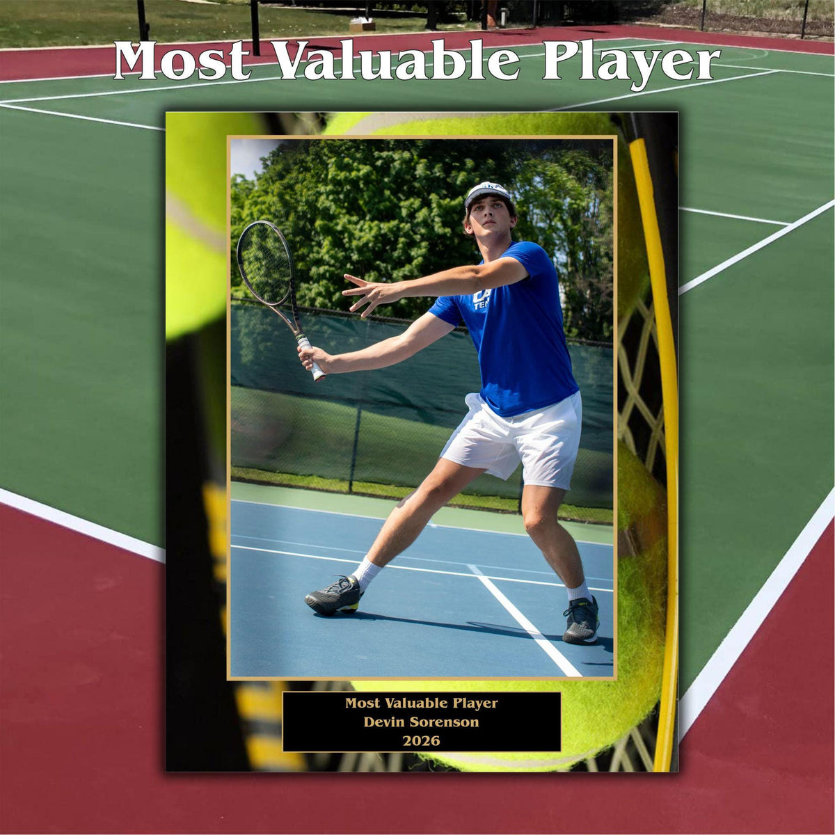 Tennis Sponsor Plaque, Personalized Team Gift, Coach's Award, End of Season Gift