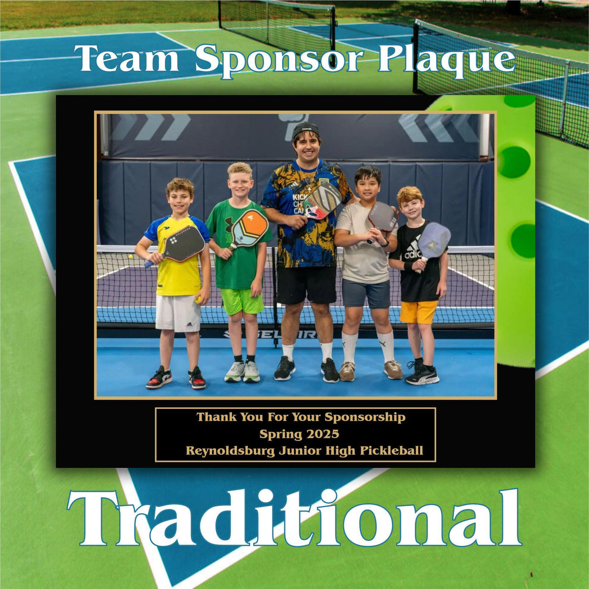 Pickleball Sponsor Plaque, Personalized Team Gift, Coach's Award, End of Season Gift