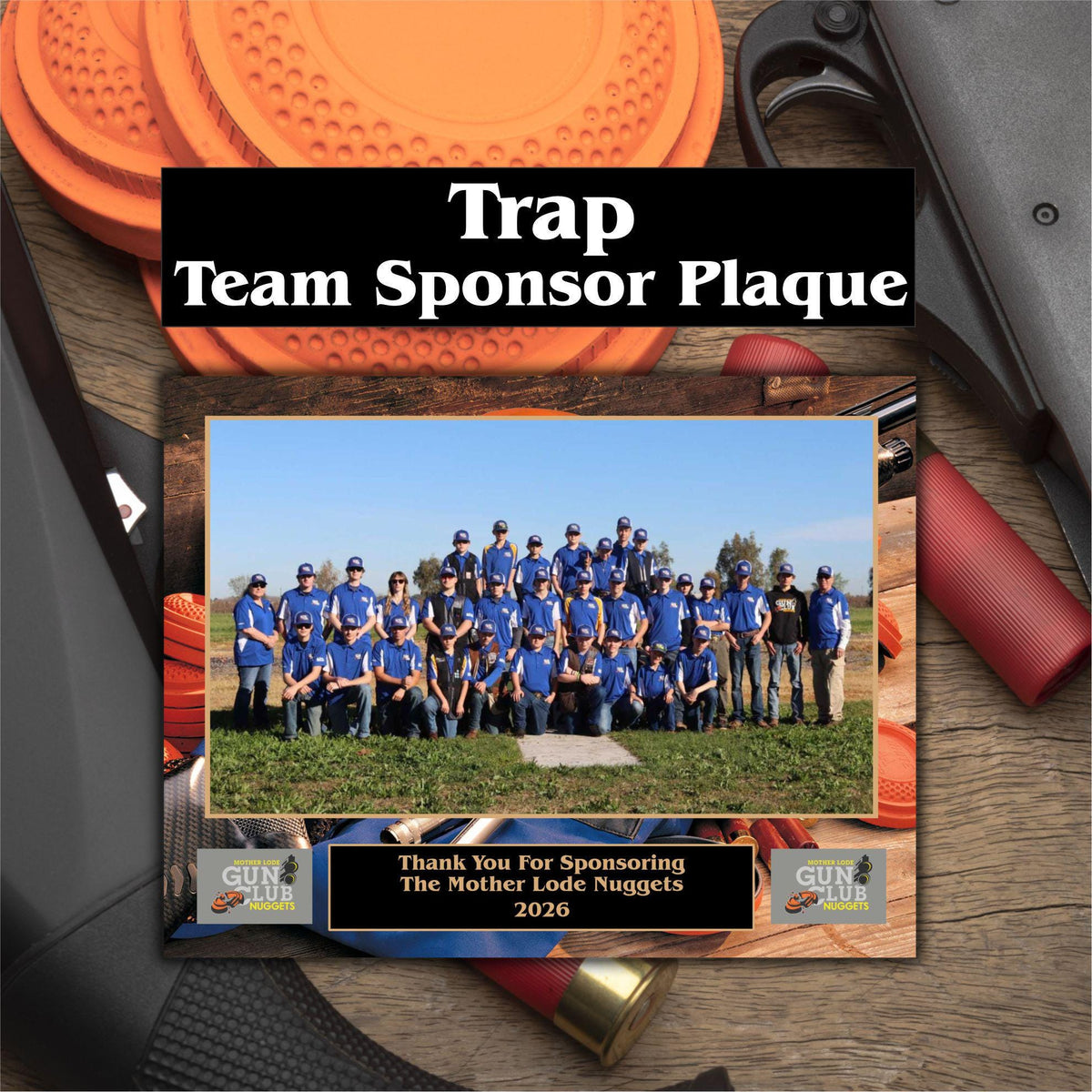 Trap Shooting Sponsor Plaque, Personalized Team Gift, Coach's Award, End of Season Gift