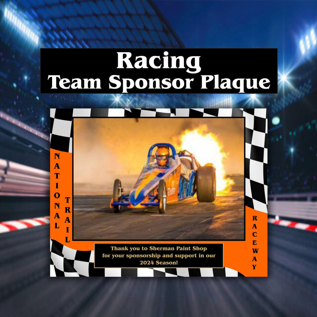 Personalized Racing Plaque - Customized Photo Award - Choose Your Color - Racing Trophy