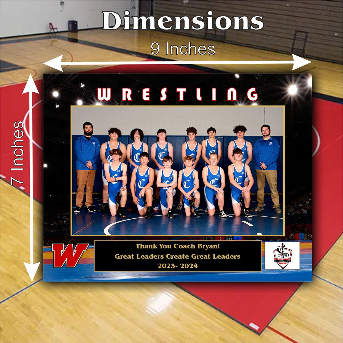 Wrestling Sponsor Plaque, Personalized Team Gift, Coach's Award, End of Season Gift