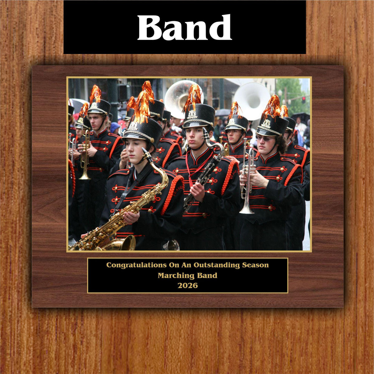 Personalized Wood Grain Plaque, Custom Award Plaque, Recognition Gift, Band Music Gift, Retirement Award, Achievement Plaque