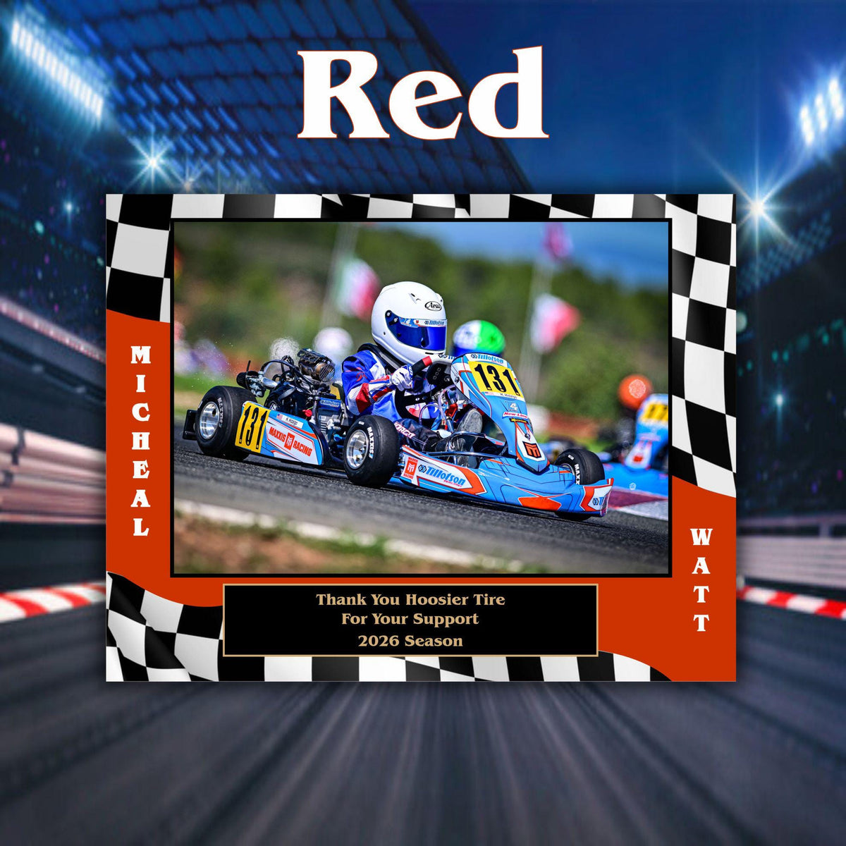Personalized Racing Plaque - Customized Photo Award - Choose Your Color - Racing Trophy