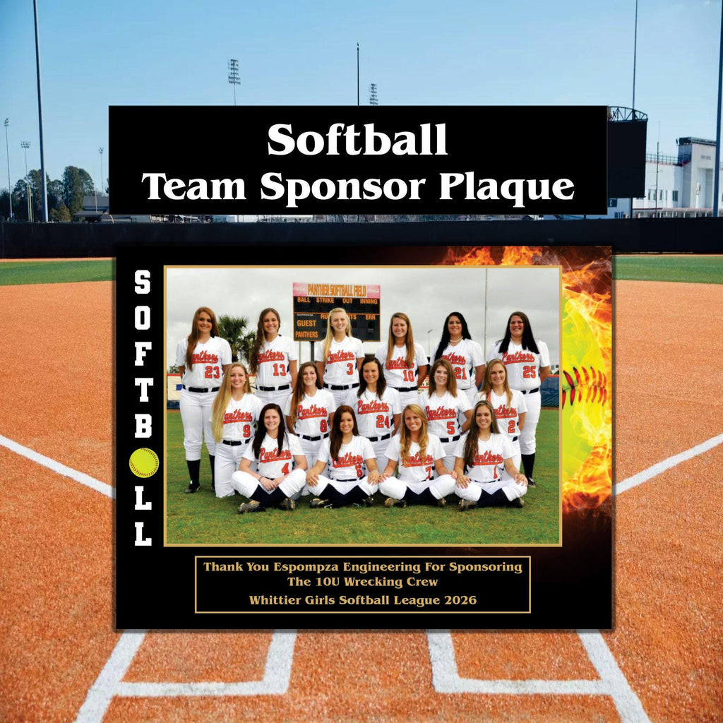 Softball Sponsor Plaque, Personalized Team Gift, Coach's Award, End of Season Gift
