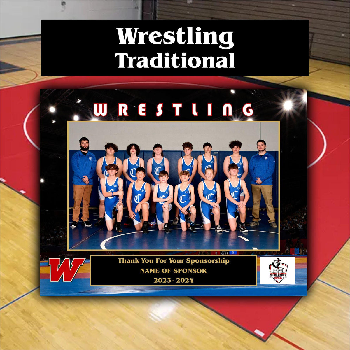 Wrestling Sponsor Plaque, Personalized Team Gift, Coach's Award, End of Season Gift